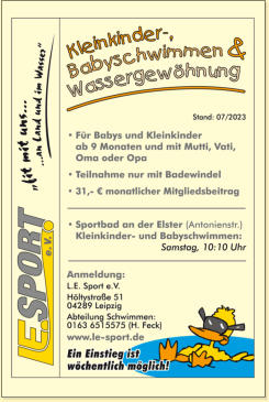 Flyer - Kleinkinder- und Babyschwimmen