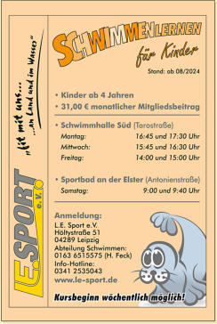 Flyer - Schwimmenlernen für Kinder