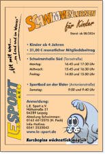 Trainingszeiten für unsere Schwimmenlerner (Schwimmenlernen für Kinder, Jugendliche und auch Erwachsene)