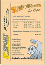 Trainingszeiten für unsere Schwimmenlerner (Schwimmenlernen für Kinder, Jugendliche und auch Erwachsene)